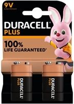 Duracell Plus 9V Battery Alkaline 100% Life (Pack of 2) 5011416