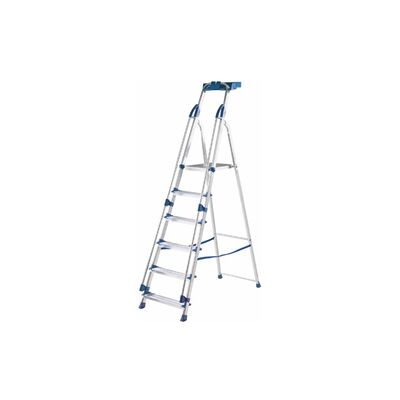 GPC Professional Folding Step with Tool Tray; 6 Tread; 150kg; Silver/Blue GPC Professional Folding Step with Tool Tray; 6 Tread; 150kg; Silver/Blue
