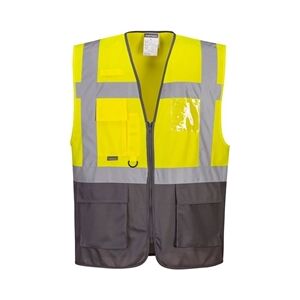 Portwest Warsaw Hi Vis Contrast Executive Vest 2XL Yellow/Gry (Pk 10) Portwest Warsaw Hi Vis Contrast Executive Vest 2XL Yellow/Gry (Pk 10)
