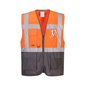 Portwest Warsaw Hi Vis Contrast Executive Vest 2XL Orange/Gry (Pk 10) Portwest Warsaw Hi Vis Contrast Executive Vest 2XL Orange/Gry (Pk 10)