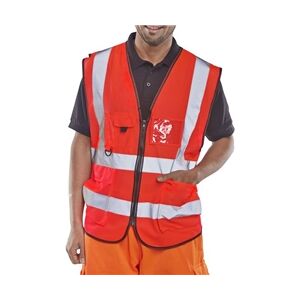 Beeswift Executive Hi Viz Waistcoat Red 4XL Beeswift Executive Hi Viz Waistcoat Red 4XL