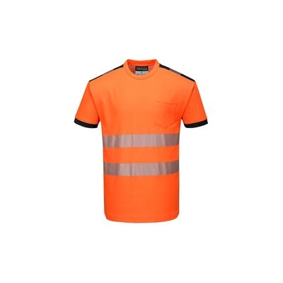 Portwest PW3 Hi Vis Cotton Comfort T-Shirt S/S L Orange/Blk Portwest PW3 Hi Vis Cotton Comfort T-Shirt S/S L Orange/Blk