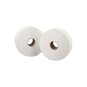 Unbranded Mini Jumbo White 2-Ply Toilet Roll 150m (Pack of 12) J26150NDS Unbranded Mini Jumbo White 2-Ply Toilet Roll 150m (Pack of 12) J26150NDS