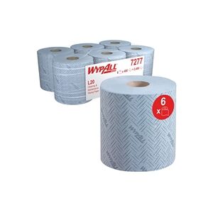 Wypall L20 Essential Centrefeed Wiping Paper Roll 2 Ply Blue (Pack 6) Wypall L20 Essential Centrefeed Wiping Paper Roll 2 Ply Blue (Pack 6)