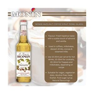 Monin Hazelnut Coffee Syrup 700ml (Glass) Monin Hazelnut Coffee Syrup 700ml (Glass)