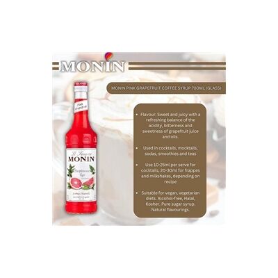 Monin Pink Grapefruit Syrup - 700ml - Syrup Monin Pink Grapefruit Syrup - 700ml - Syrup