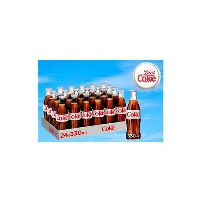 Coca-Cola Coca Cola Diet GLASS Bottles 24x330ml Coca-Cola Coca Cola Diet GLASS Bottles 24x330ml