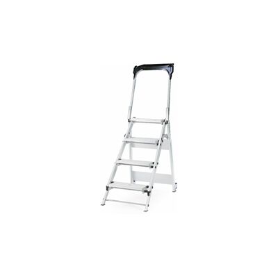 Climb-It Easy Slope Aluminium Folding Leader Step 4 Tread 150kg Silver Climb-It Easy Slope Aluminium Folding Leader Step 4 Tread 150kg Silver