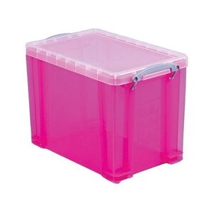 Really Useful Pink Plastic Storage Box 18 Litre (Clear Lid)