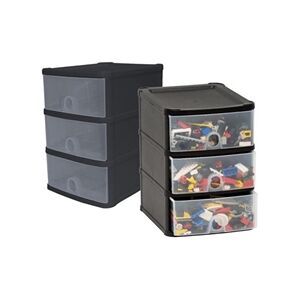 Unbranded Fixtures Black Stackable 3 Drawer Tower Unbranded Fixtures Black Stackable 3 Drawer Tower