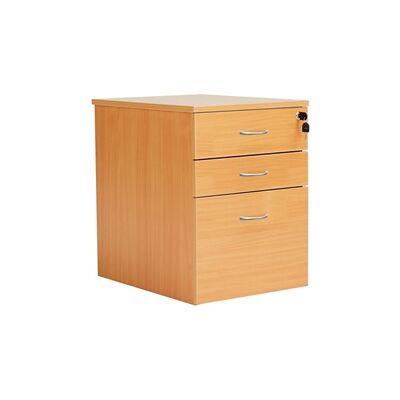 Unknown - Wooden Pedestal 3-Drawer High - Beech - 636mm - Mobile Pedestal Unknown - Wooden Pedestal 3-Drawer High - Beech - 636mm - Mobile Pedestal