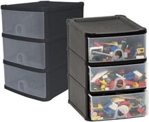 Unbranded Fixtures Black Stackable 3 Drawer Tower