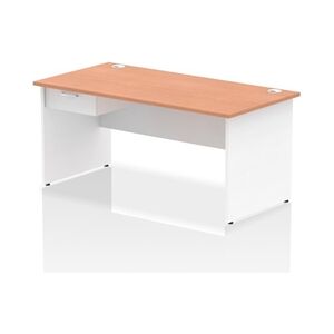 Impulse 1600x800 Desk Beech/White Panel End 1x1 Drawer Fixed Ped