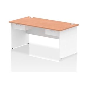 Impulse 1600x800 Desk Beech/White Panel End 2x1 Drawer Fixed Ped