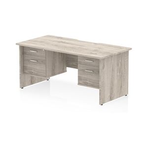 Impulse 1600 x 800mm Scalloped Desk Grey Oak Panel End 2x2D Ped
