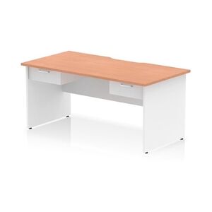 Impulse 1600 x 800mm Scalloped Desk Beech White Panel End 2x1D Ped