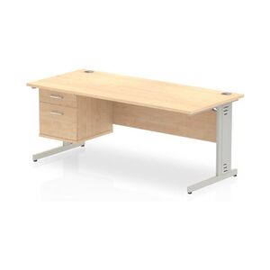 Impulse 1800x800 Desk Maple Silver Cable Managed Leg + Fixed Pedestal Impulse 1800x800 Desk Maple Silver Cable Managed Leg + Fixed Pedestal