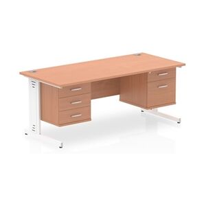 Impulse 1800x800 Desk Beech White Cable Managed + 2 Pedestal Bundle Impulse 1800x800 Desk Beech White Cable Managed + 2 Pedestal Bundle