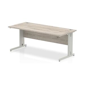 Impulse 1800x800mm Straight Desk Grey Oak Top Silver Cable Managed Leg - Desk Impulse 1800x800mm Straight Desk Grey Oak Top Silver Cable Managed Leg - Desk