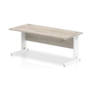 Impulse 1800x800mm Grey Oak Desk White Cable Managed Leg - Desk Impulse 1800x800mm Grey Oak Desk White Cable Managed Leg - Desk