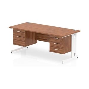 Impulse 1800x800 Desk Walnut White Cable Managed + 2 Pedestal Bundle Impulse 1800x800 Desk Walnut White Cable Managed + 2 Pedestal Bundle