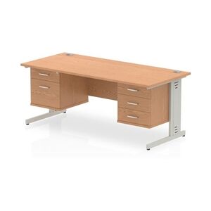 Impulse 1800x800 Desk Oak Silver Cable Managed Leg + 2 Pedestal Bundle Impulse 1800x800 Desk Oak Silver Cable Managed Leg + 2 Pedestal Bundle
