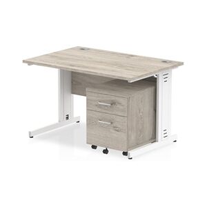 Impulse 1200x800mm Desk Grey Oak WhiteCable Managed Leg and Mobile Ped Impulse 1200x800mm Desk Grey Oak WhiteCable Managed Leg and Mobile Ped