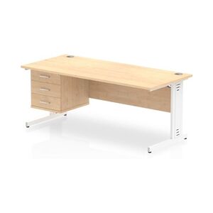 Impulse 1800x800 Desk Maple White Cable Managed Leg + Fixed Pedestal Impulse 1800x800 Desk Maple White Cable Managed Leg + Fixed Pedestal