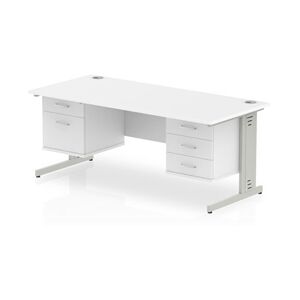 Impulse 1800x800 Desk White Silver Cable Managed + 2 Pedestal Bundle Impulse 1800x800 Desk White Silver Cable Managed + 2 Pedestal Bundle