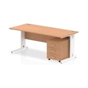 Impulse 1800x800mm Desk Oak WhiteCable Managed Leg + Mobile Ped Impulse 1800x800mm Desk Oak WhiteCable Managed Leg + Mobile Ped