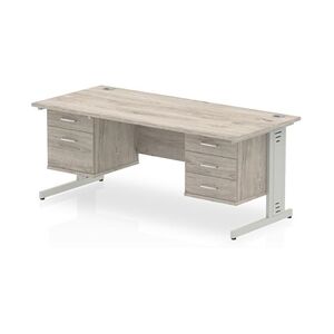 Impulse 1800x800 Desk Grey Oak Silver Cable Managed Leg + 2 Pedestal Impulse 1800x800 Desk Grey Oak Silver Cable Managed Leg + 2 Pedestal