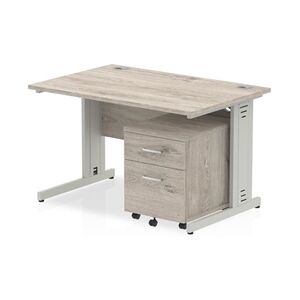 Impulse 1200x800mm Desk Grey Oak Silver Cable Managed Leg + Mobile Ped Impulse 1200x800mm Desk Grey Oak Silver Cable Managed Leg + Mobile Ped