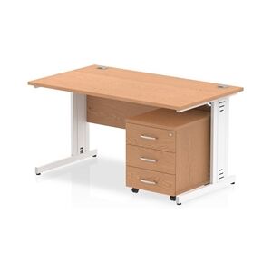 Impulse 1400x800mm Desk Oak WhiteCable Managed Leg and Mobile Ped Impulse 1400x800mm Desk Oak WhiteCable Managed Leg and Mobile Ped