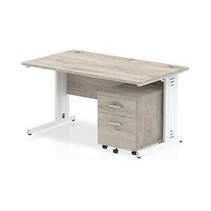 Impulse 1400x800mm Desk Grey Oak WhiteCable Managed Leg and Mobile Ped Impulse 1400x800mm Desk Grey Oak WhiteCable Managed Leg and Mobile Ped