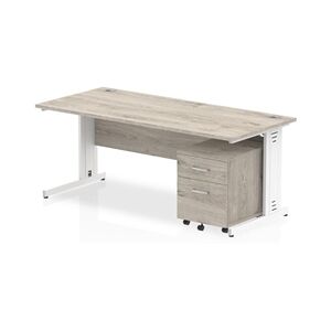 Impulse 1800x800 Desk Grey Oak WhiteCable Managed Leg+ Mobile Ped Impulse 1800x800 Desk Grey Oak WhiteCable Managed Leg+ Mobile Ped