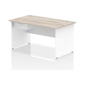 Impulse 1400x800 Desk Grey Oak/White Panel End 1x1 Drawer Fixed Ped Impulse 1400x800 Desk Grey Oak/White Panel End 1x1 Drawer Fixed Ped