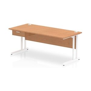 Impulse 1800x800 Desk Oak/White Cantilever Leg 1x1 Drawer Fixed Ped Impulse 1800x800 Desk Oak/White Cantilever Leg 1x1 Drawer Fixed Ped