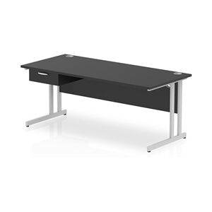Impulse 1800x800 Desk Black/Silver Cantilever Leg 1x1 Drawer Fixed Ped Impulse 1800x800 Desk Black/Silver Cantilever Leg 1x1 Drawer Fixed Ped