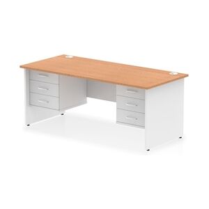 Impulse 1800x800 Desk Oak/White Panel End with 2x3 Drawer Fixed Ped Impulse 1800x800 Desk Oak/White Panel End with 2x3 Drawer Fixed Ped