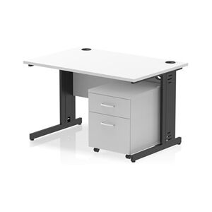 Impulse 1200x800 Desk Cable Managed White/Black 2 Drawer Mobile Ped Impulse 1200x800 Desk Cable Managed White/Black 2 Drawer Mobile Ped
