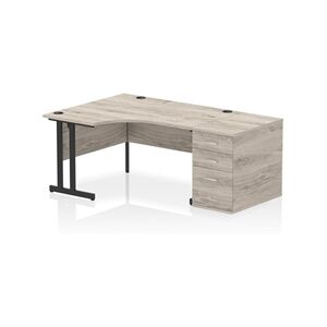 Impulse 1400 LH Crescent Desk Grey Oak/Black Cantilever Leg 800 DH Ped Impulse 1400 LH Crescent Desk Grey Oak/Black Cantilever Leg 800 DH Ped