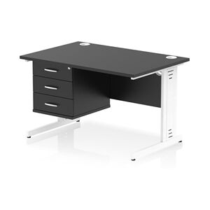 Impulse 1200x800 Desk Black/White Cable Managed Leg 3 Dr Fixed Ped Impulse 1200x800 Desk Black/White Cable Managed Leg 3 Dr Fixed Ped