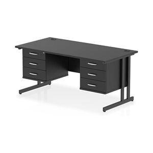 Impulse 1600x800 Desk Black/Black Cantilever Leg 2x3 Drawer Fixed Ped Impulse 1600x800 Desk Black/Black Cantilever Leg 2x3 Drawer Fixed Ped