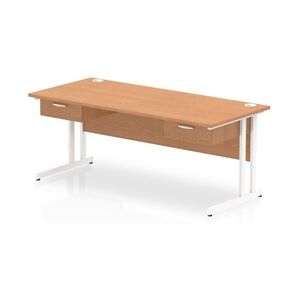 Impulse 1800x800 Desk Oak/White Cantilever Leg 2x1 Drawer Fixed Ped Impulse 1800x800 Desk Oak/White Cantilever Leg 2x1 Drawer Fixed Ped