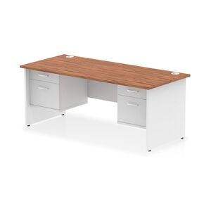 Impulse 1800x800 Desk Walnut/White Panel End with 2x2 Drawer Fixed Ped Impulse 1800x800 Desk Walnut/White Panel End with 2x2 Drawer Fixed Ped