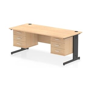 Impulse 1800x800 Desk Maple/Black Cable Managed 2x3 Drawer Fixed Ped Impulse 1800x800 Desk Maple/Black Cable Managed 2x3 Drawer Fixed Ped