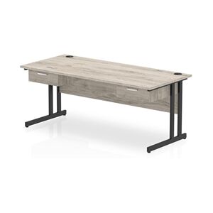Impulse 1800x800 Desk Grey Oak/Black Cantilever 2x1 Drawer Fixed Ped Impulse 1800x800 Desk Grey Oak/Black Cantilever 2x1 Drawer Fixed Ped