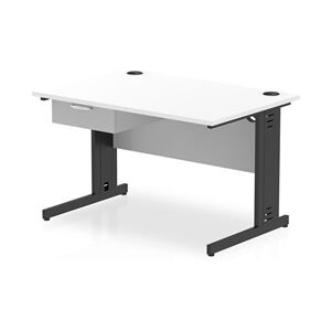Impulse 1200x800 Desk White Top Black Cable Managed Leg 1 Dr Fixed Ped Impulse 1200x800 Desk White Top Black Cable Managed Leg 1 Dr Fixed Ped