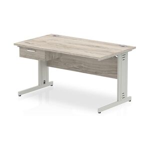 Impulse 1400x800 Desk Grey Oak/Silver Cable Managed Leg 1 Dr Fixed Ped Impulse 1400x800 Desk Grey Oak/Silver Cable Managed Leg 1 Dr Fixed Ped