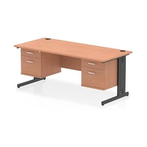 Impulse 1800x800 Desk Beech/Black Cable Managed 2x2 Drawer Fixed Peds Impulse 1800x800 Desk Beech/Black Cable Managed 2x2 Drawer Fixed Peds